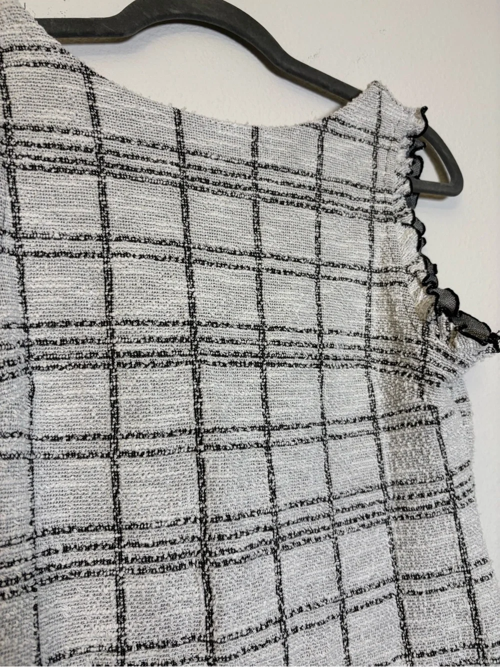 Banana Republic Black & White Windowpane Ruffle-Trim Midi Dress - Picture 2 of 5